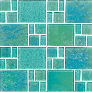 Iridescent Glass Tile Veranda Turquoise Mixed for pool and spas