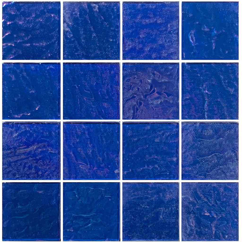 Iridescent Glass Tile Veranda Cobalt 3x3 for swimming pool and spas