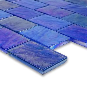 Opalescent Glass Mosaic Tile Light Blue 2x3 for saltwater pools and spas