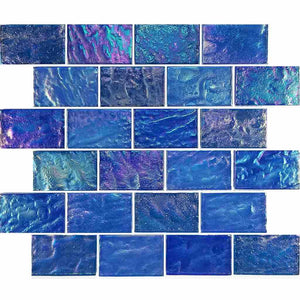 Opalescent Glass Mosaic Tile Light Blue 2x3 for swimming pool and spas
