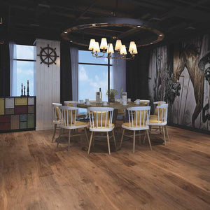 LVP Magnificence Wood Honey Chestnut 7.25x48 featured on a dining room floor