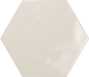 Magnolia Hex Cream Ceramic Tile 6x7 for backsplash, bathroom, and shower walls.