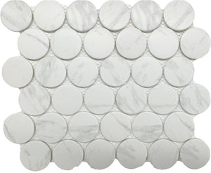 Matte Porcelain Mosaic Tile Rounded Carrara 2'' for floor and walls
