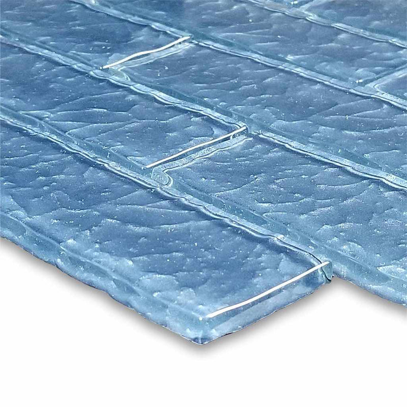 Surfaced Glass Tile Metallic Blue 2x6 for saltwater pools