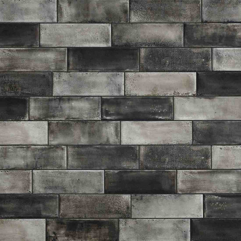 Porcelain Subway Tile Washed Nero Matte 4x12 for shower floor, bathroom, kitchen backsplash, and walls