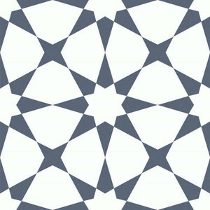 Patterned Porcelain Tile Blue Star 8x8 for kitchen, bathroom, shower, floor, and walls.