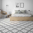 Patterned Tile Emporium 8x8 installed in bedroom floor