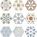 Patterned Porcelain Hexagon Tile Multicolor 6x7