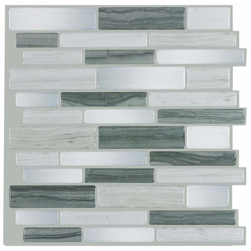 Peel & Stick Wall Tile Silver Blend 10x10 for kitchen backsplash