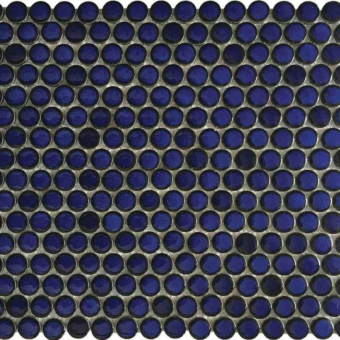 Penny Round Porcelain Mosaic Tile Blue Water