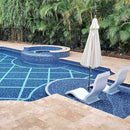Glass Mosaic Tile Staggered Lava Blue 1x1 featured on a swimming pool and spa