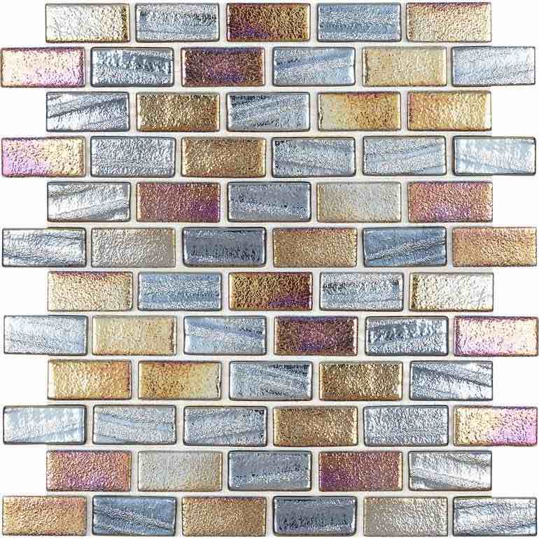 Recycled Brick Iridescent Glass Tile Black