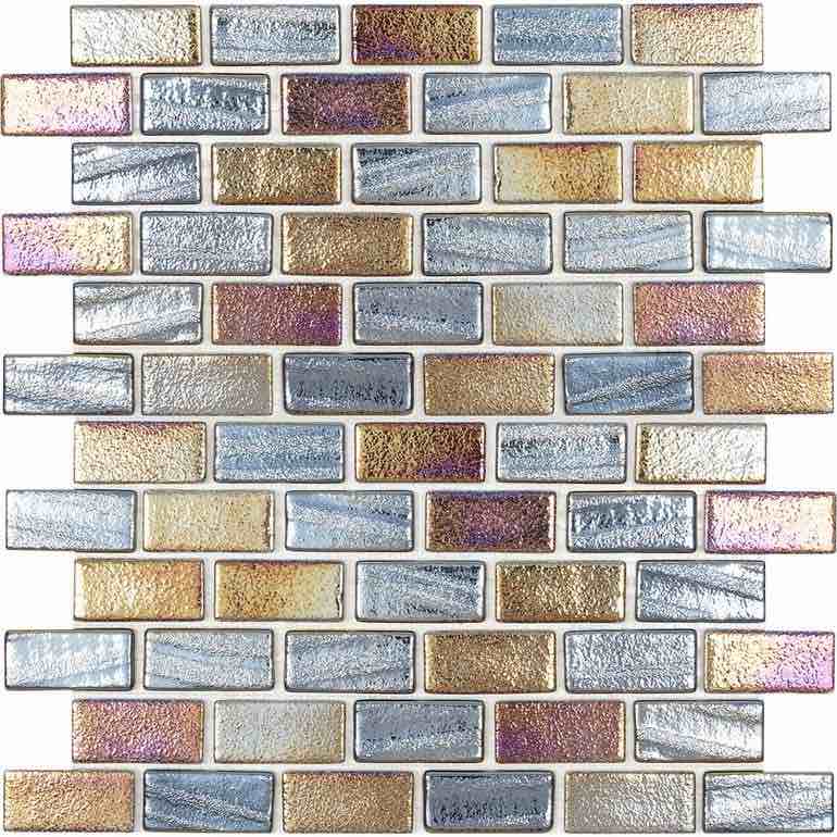 Recycled Brick Iridescent Glass Tile Black for swimming pool and spas
