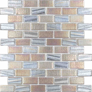 Recycled Brick Iridescent Glass Tile Grey for swimming pool and spas