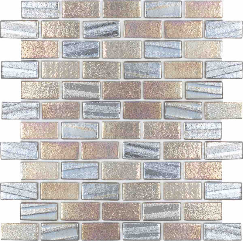 Recycled Brick Iridescent Glass Tile Grey for swimming pool and spas