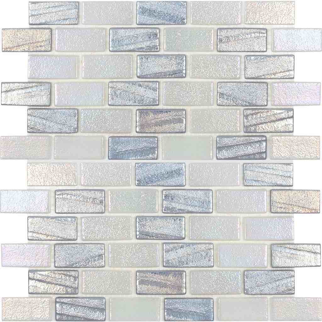 Recycled Brick Iridescent Glass Tile Silver for swimming pool and spas