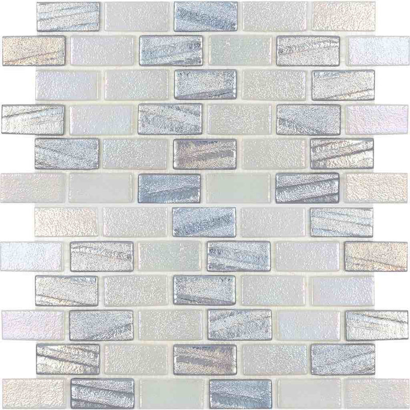 Recycled Brick Iridescent Glass Tile Silver for swimming pool and spas