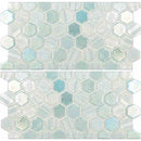Recycled Hex Iridescent Glass Tile Aqua (Two 6" X 12" Pieces) for swimming pool waterline