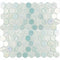 Recycled Hex Iridescent Glass Tile Aqua for swimming pool and spas