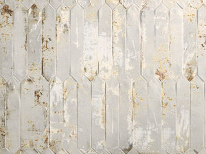 Vintage Distressed Picket Tile Rust 2x10 installed on a wall