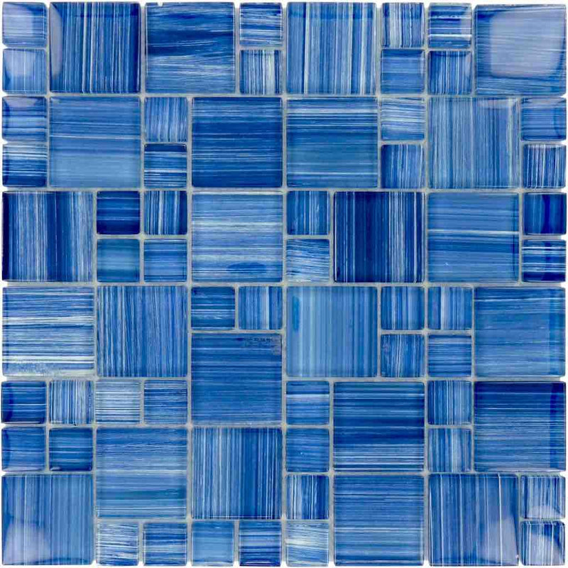 Sea Waters Glass Mosaic Tile Pattern for swimming pool and spas