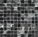 Strokes Glass Mosaic Tile Black 1x1 for pool, spa, backsplash, and bathroom walls