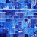 Strokes Glass Mosaic Tile Mix Blue Random for pool and spas