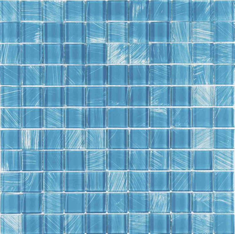 Strokes Glass Mosaic Tile Turquoise 1x1 for pool and spa
