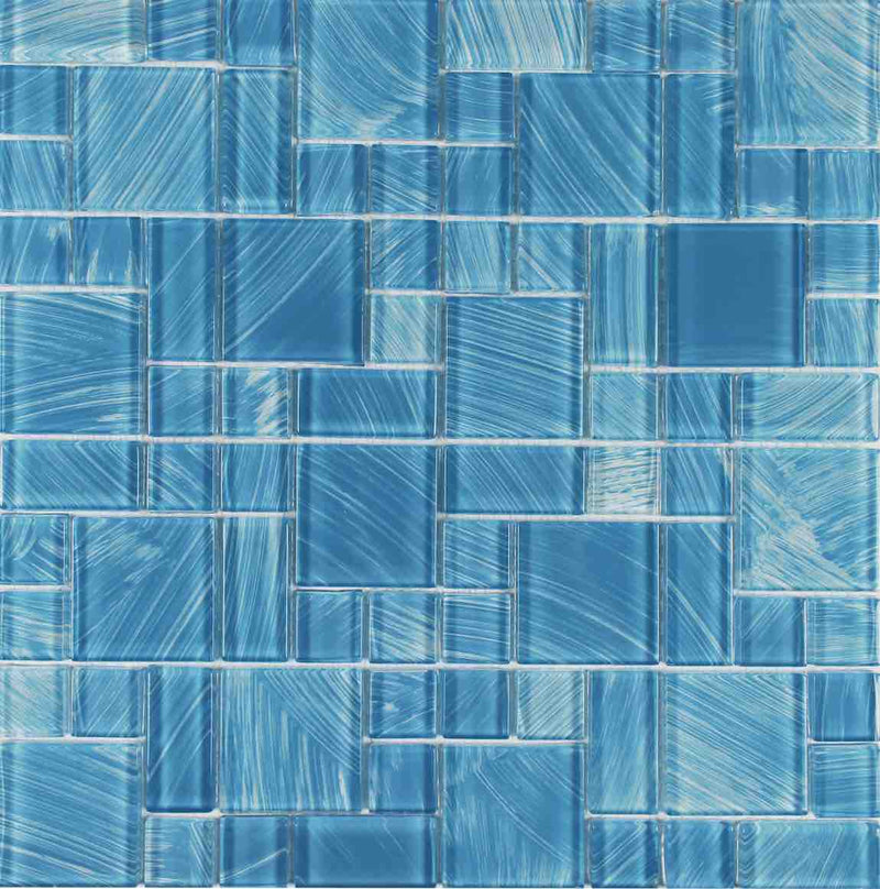 Strokes Glass Mosaic Tile Turquoise Random for pool and spas