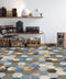 Rustic and colorful hexagon porcelain floor tiles