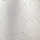 Studio Hexagon Texturized White Porcelain Tile 9x10 Installed