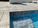swimming pool stairs using coral reef porcelain tiles 6x6