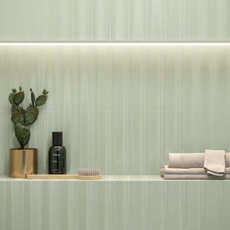 Ceramic Subway Tile Texturized 3x12 Green for kitchen backsplash and bathroom wall