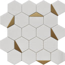 Inlay Brass Gold Thassos Hexagon Tile for kitchen backsplash and bathroom wall