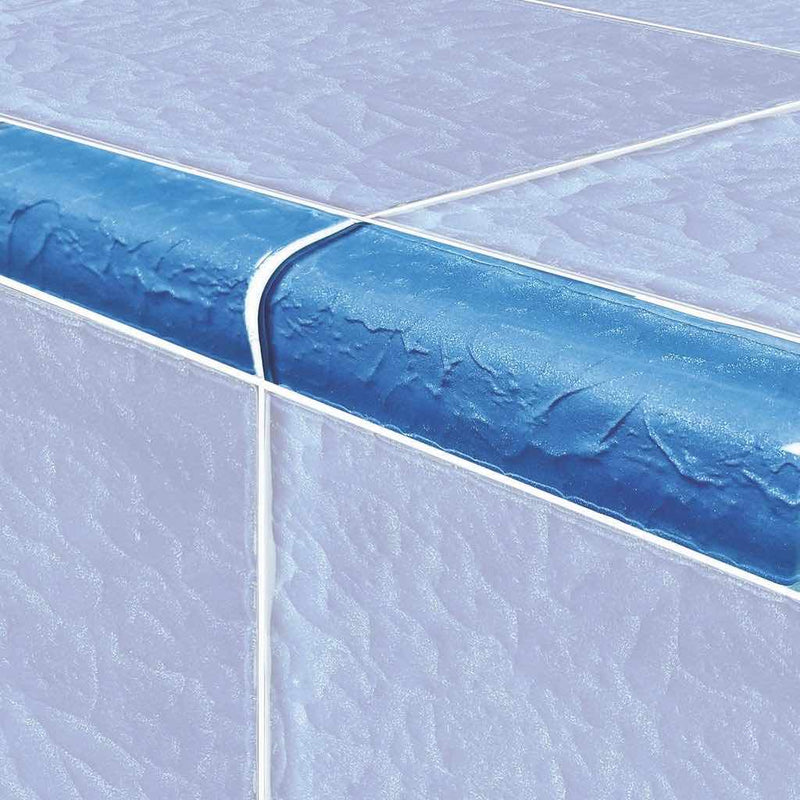 Surfaced Pool Glass Trim Tile Blue 2x6 - 1 Linear Foot