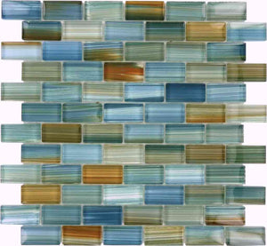 Turquoise Glass Mosaic Tile 1x2 for pools and spas