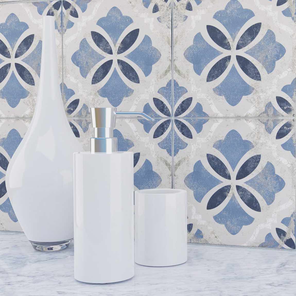 Vintage Patterned Tile Monarch Blue 9x9