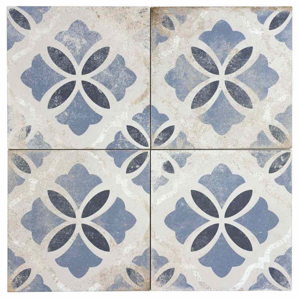 Vintage Patterned Tile Monarch Blue 9x9