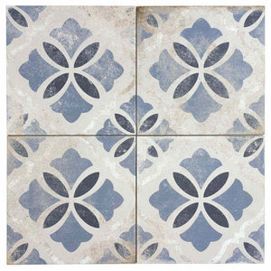 Vintage Patterned Tile Monarch Blue 9x9 for kitchen backsplash and floors