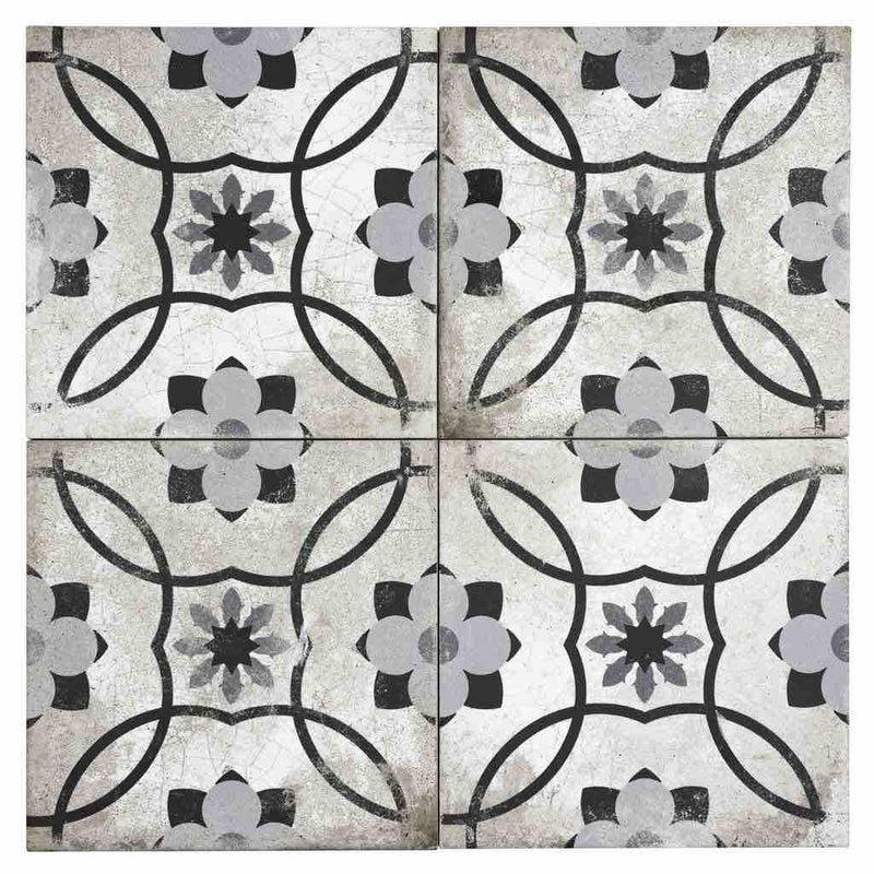 Vintage Patterned Tile Monarch Gray 9x9 for kitchen backsplash and floors