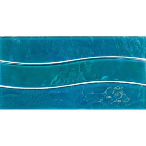 Wave Glass Pool Waterline Tile Turquoise 6x12 for the pool, spa, and bathroom