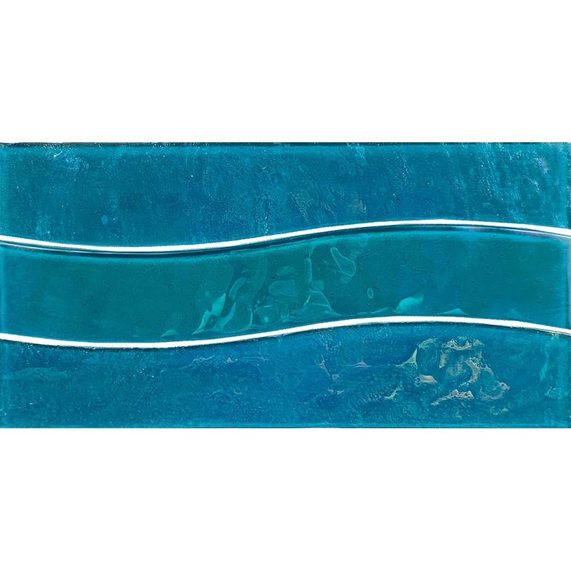 Wave Glass Pool Waterline Tile Turquoise 6x12 for the pool, spa, and bathroom