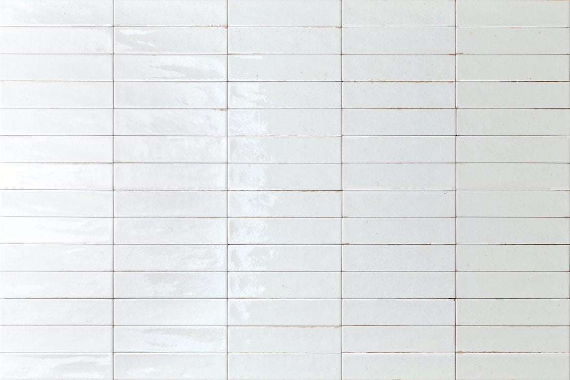 City Distressed Subway Tile White Glossy 2x10