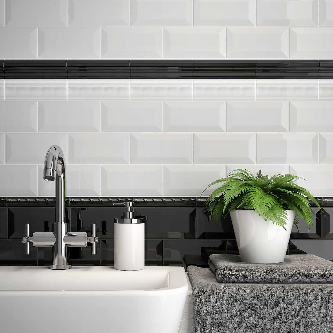 Subway Tile 3x6 Beveled Glossy White